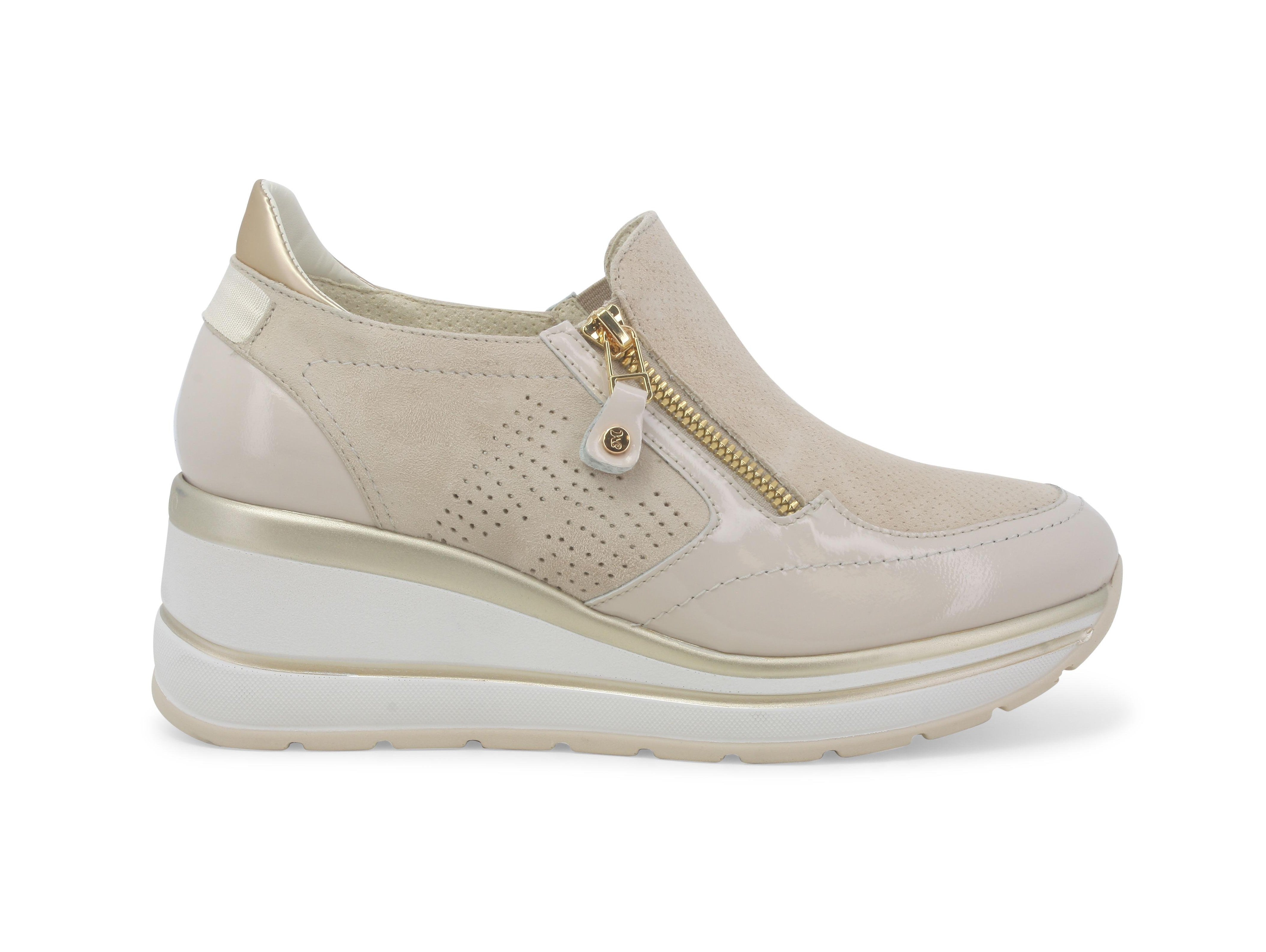 Melluso Slip on with Zip Wedge Suede Leather Upper